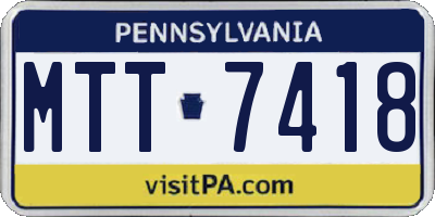 PA license plate MTT7418