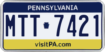 PA license plate MTT7421