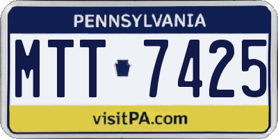 PA license plate MTT7425