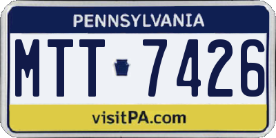 PA license plate MTT7426