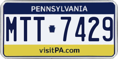 PA license plate MTT7429