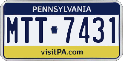 PA license plate MTT7431