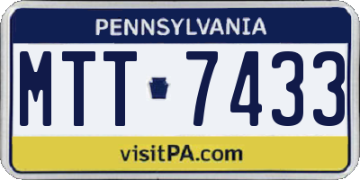 PA license plate MTT7433