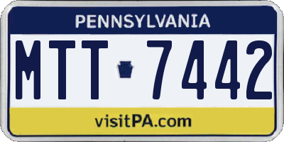 PA license plate MTT7442