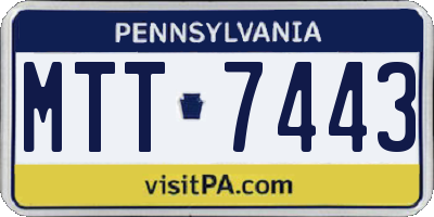 PA license plate MTT7443