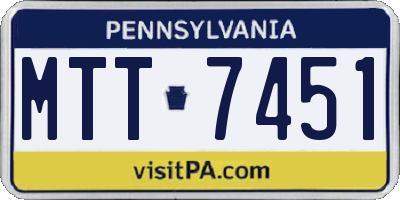 PA license plate MTT7451
