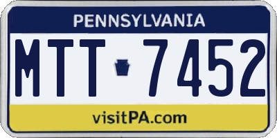 PA license plate MTT7452