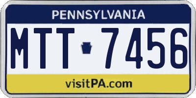 PA license plate MTT7456