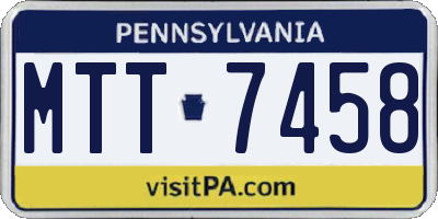 PA license plate MTT7458