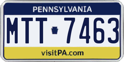 PA license plate MTT7463