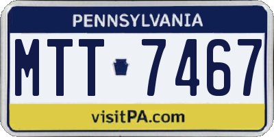 PA license plate MTT7467