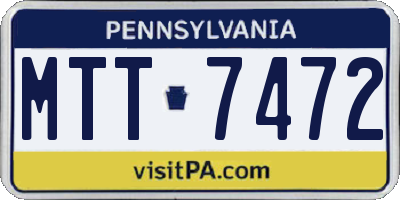 PA license plate MTT7472