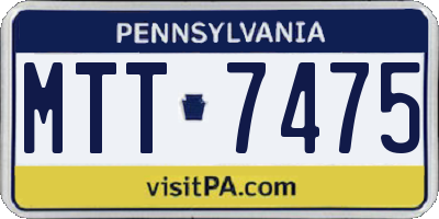 PA license plate MTT7475