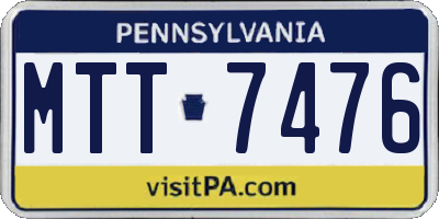 PA license plate MTT7476