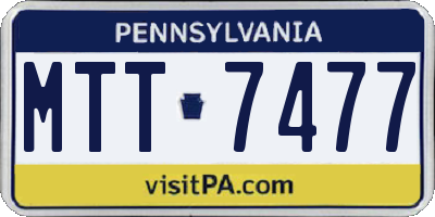 PA license plate MTT7477