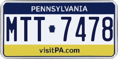PA license plate MTT7478