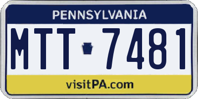 PA license plate MTT7481
