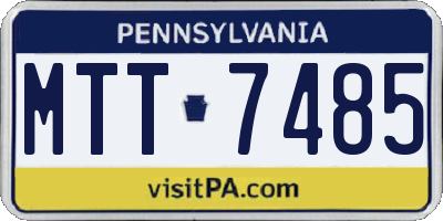 PA license plate MTT7485