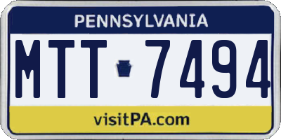 PA license plate MTT7494