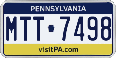 PA license plate MTT7498