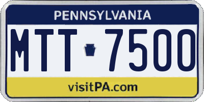 PA license plate MTT7500