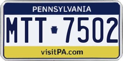 PA license plate MTT7502