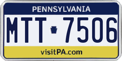 PA license plate MTT7506