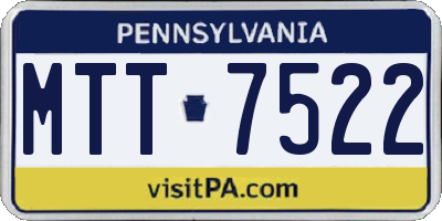 PA license plate MTT7522