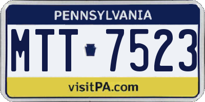 PA license plate MTT7523