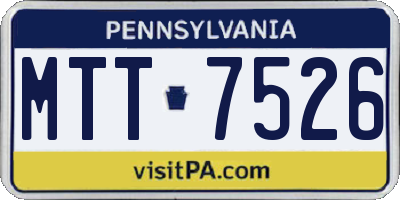 PA license plate MTT7526