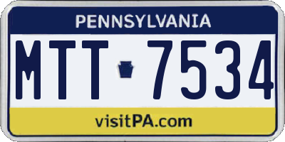 PA license plate MTT7534
