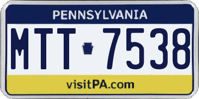 PA license plate MTT7538
