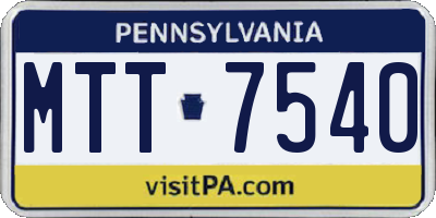 PA license plate MTT7540