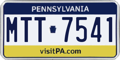 PA license plate MTT7541