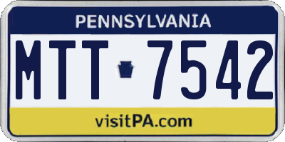 PA license plate MTT7542