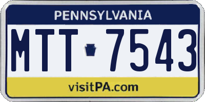 PA license plate MTT7543
