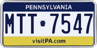 PA license plate MTT7547