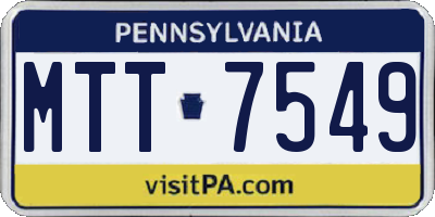 PA license plate MTT7549