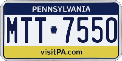 PA license plate MTT7550