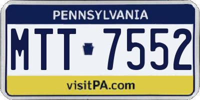 PA license plate MTT7552