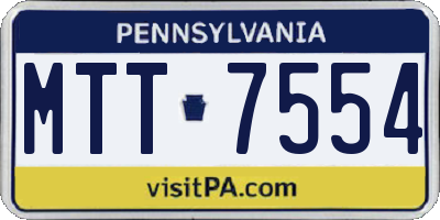 PA license plate MTT7554