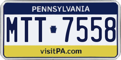 PA license plate MTT7558