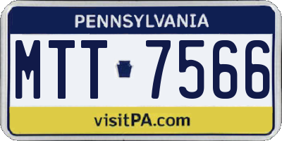 PA license plate MTT7566