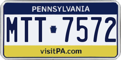 PA license plate MTT7572