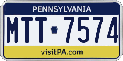 PA license plate MTT7574