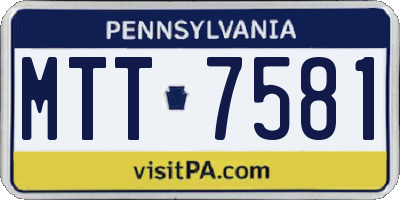 PA license plate MTT7581