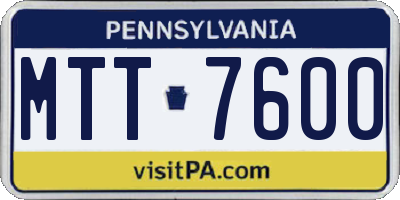 PA license plate MTT7600