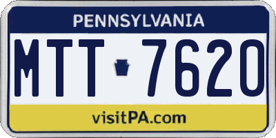PA license plate MTT7620
