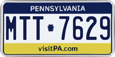 PA license plate MTT7629