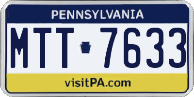 PA license plate MTT7633